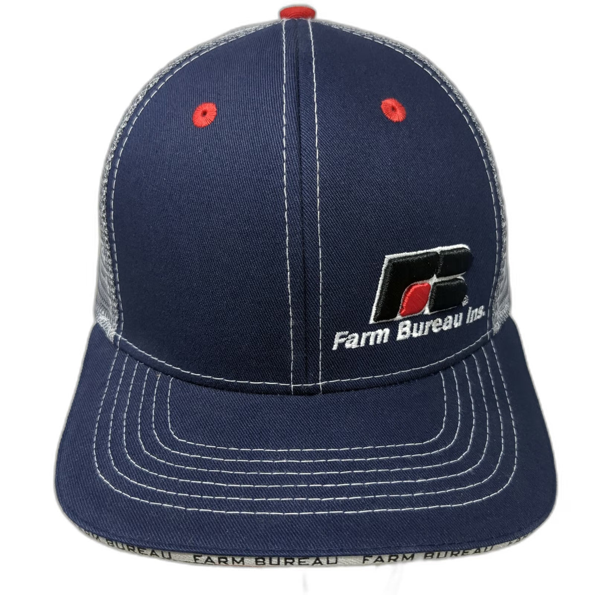 Buck's Bags Trucker Hat Blue One Size Farm Bureau Ins American Flag Underbrim