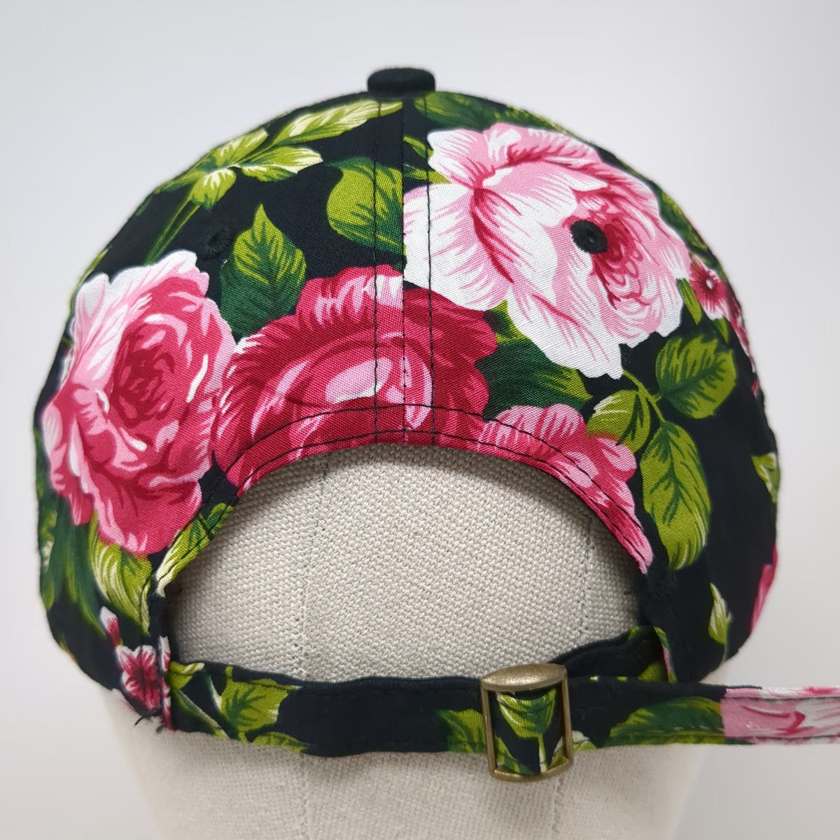 Budapest Floral Rose Baseball Cap Black One Size Embroidered Flower Pattern Hat