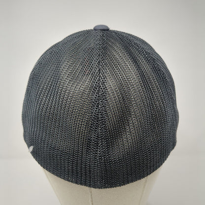 Port Authority Fitted Mesh Back Trucker Hat Gray L/XL Flexfit Logo