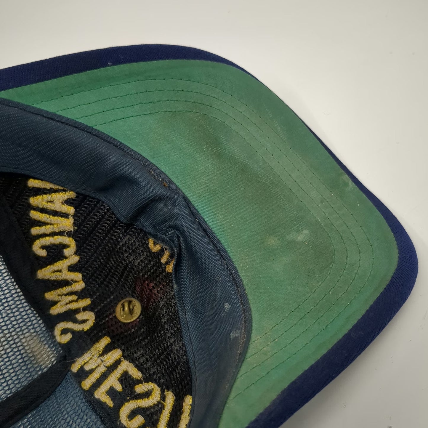 Blue Trucker Hat One Size NAVCAMS WESTPAC Guam US Navy Eagle Rank Pin Mesh Snap