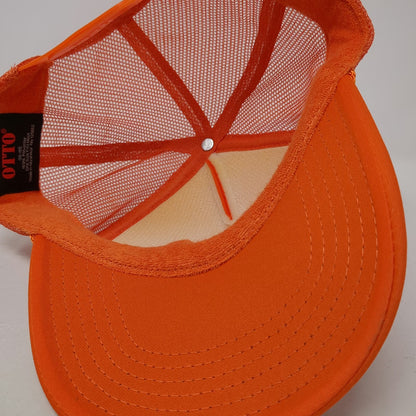 Otto Trucker Hat Orange One Size Foam Front Snapback Mesh White Lightning Bolt