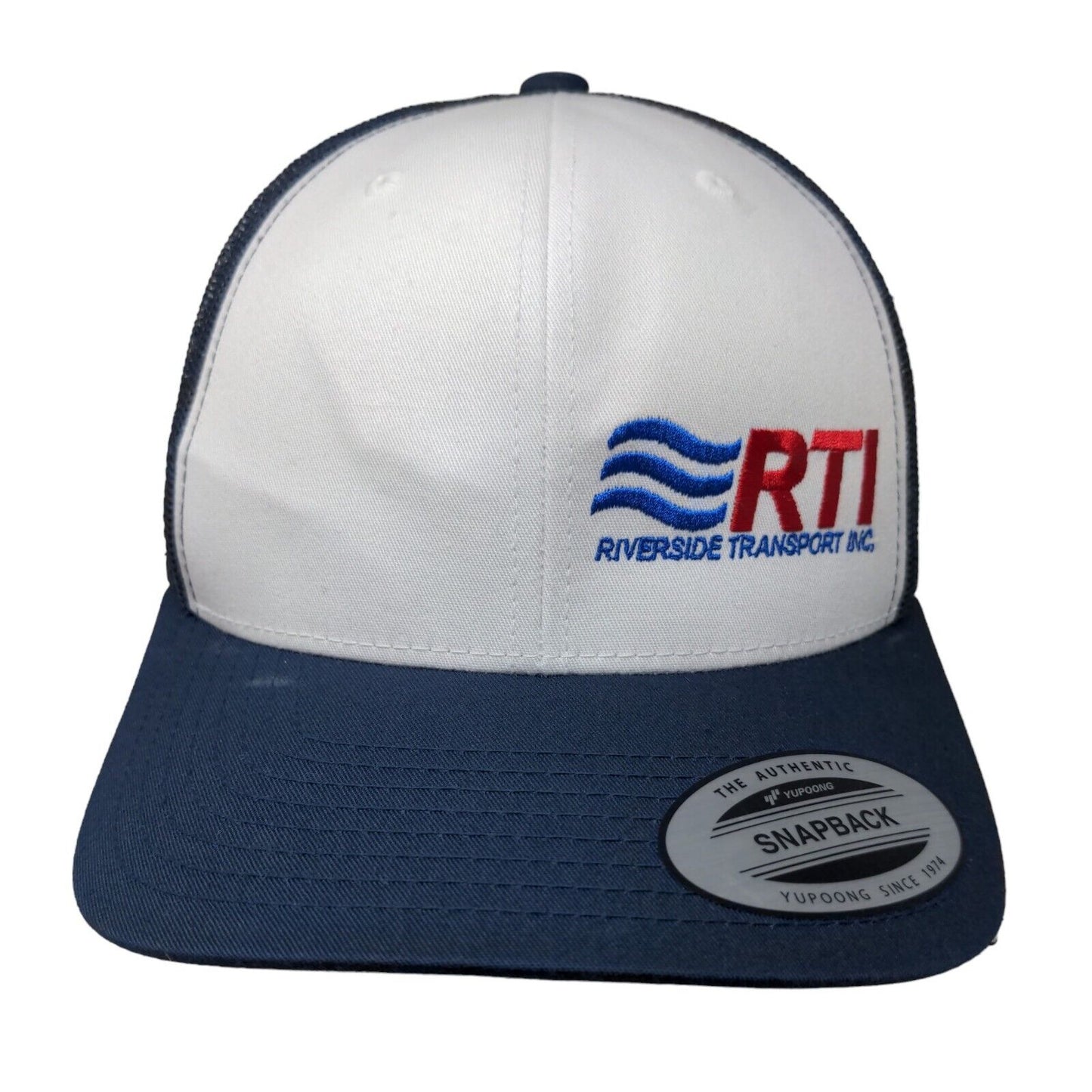 Yupoong Men's Snapback Mesh Back Hat Blue RTI Riverside Transport Embroidered