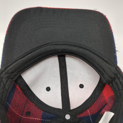 Unbranded Slideback Hat Red Navy Multi OSFM Adjustable Plaid 6 Panel