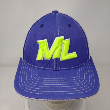 ML Fitted Mesh Back Trucker Hat Blue S/M Embroidered Pacific Headwear
