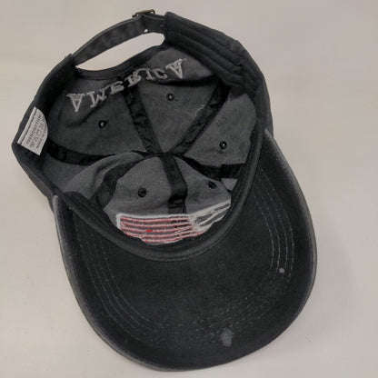 American Flag Slideback Hat Gray One Size Embroidered Patriotic 6 Panel Cotton