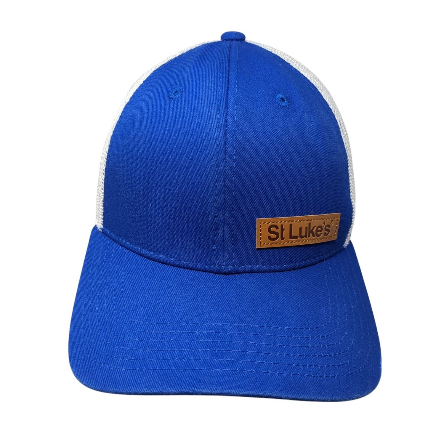 St. Luke's Snapback Trucker Hat Blue One Size Adjustable Patch Mesh Back