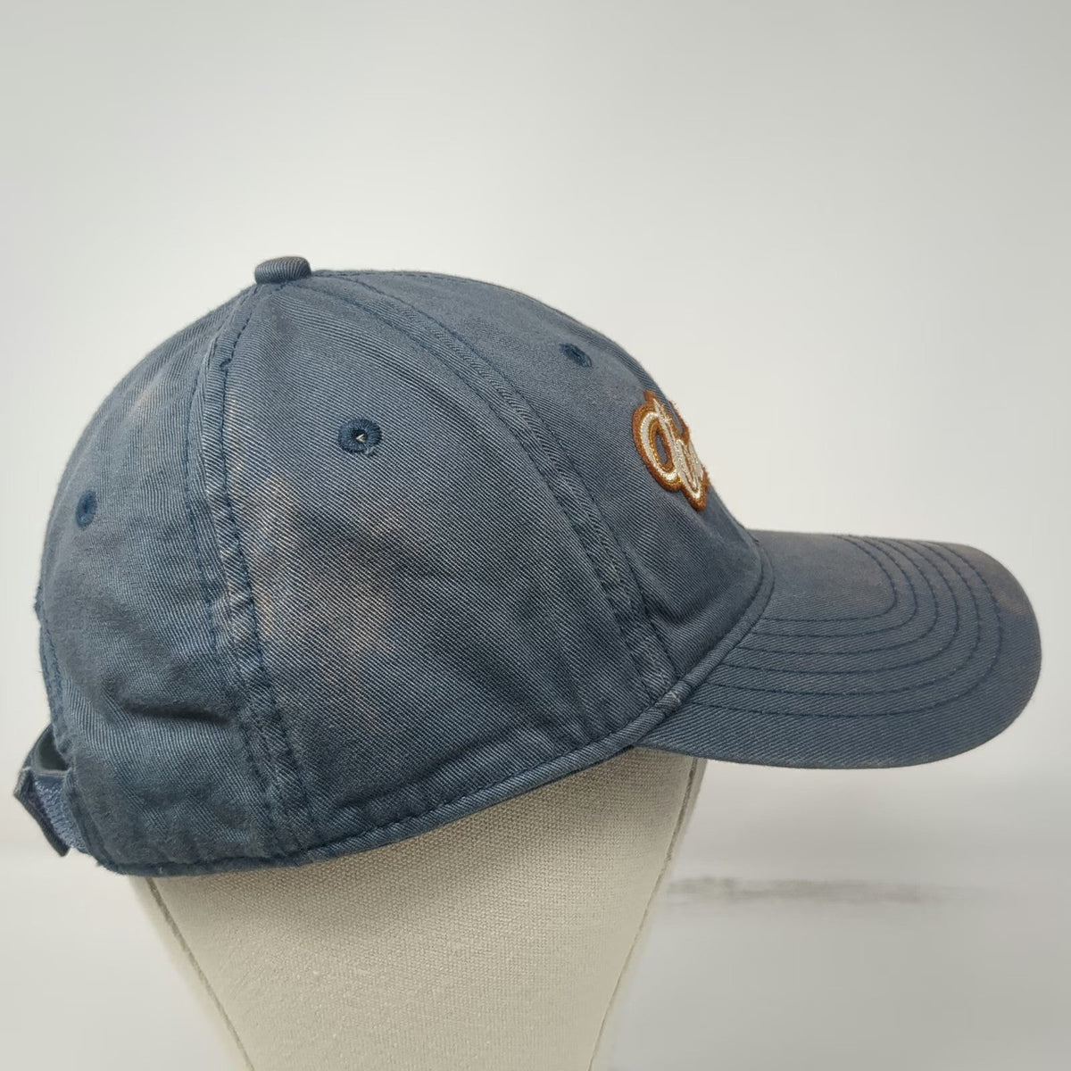 Caterpillar Baseball Cap Blue One Size Script Logo Side Hit Cotton Strapback hat