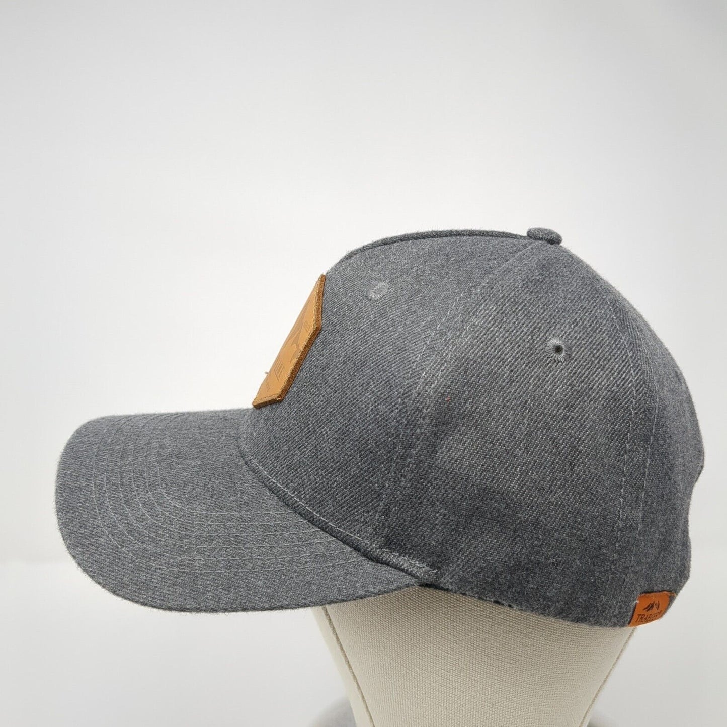 Timberline Snapback Hat Gray One Size Solid Adjustable Leather Patch