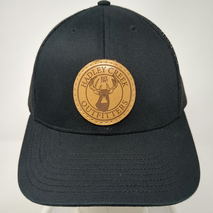 Richardson Trucker Hat Black One Size Hadley Creek Outfitters Leather Patch Deer
