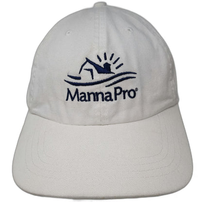 Manna Pro White One Size Baseball Cap Hat Strapback Logo Animal Nutrition Farm