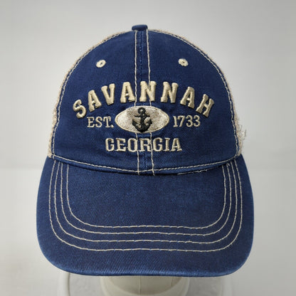 Savannah Georgia Est 1733 Snapback Trucker Hat Blue One Size Mesh Back