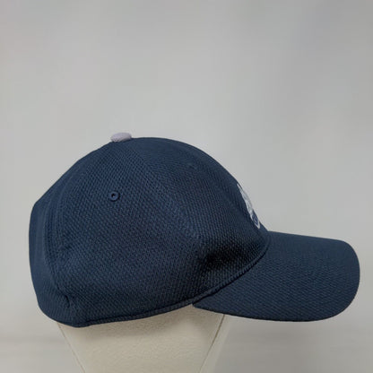 Adidas 3 Stripes Fitted Hat Blue L/XL Embroidered 6 Panel Vent Holes