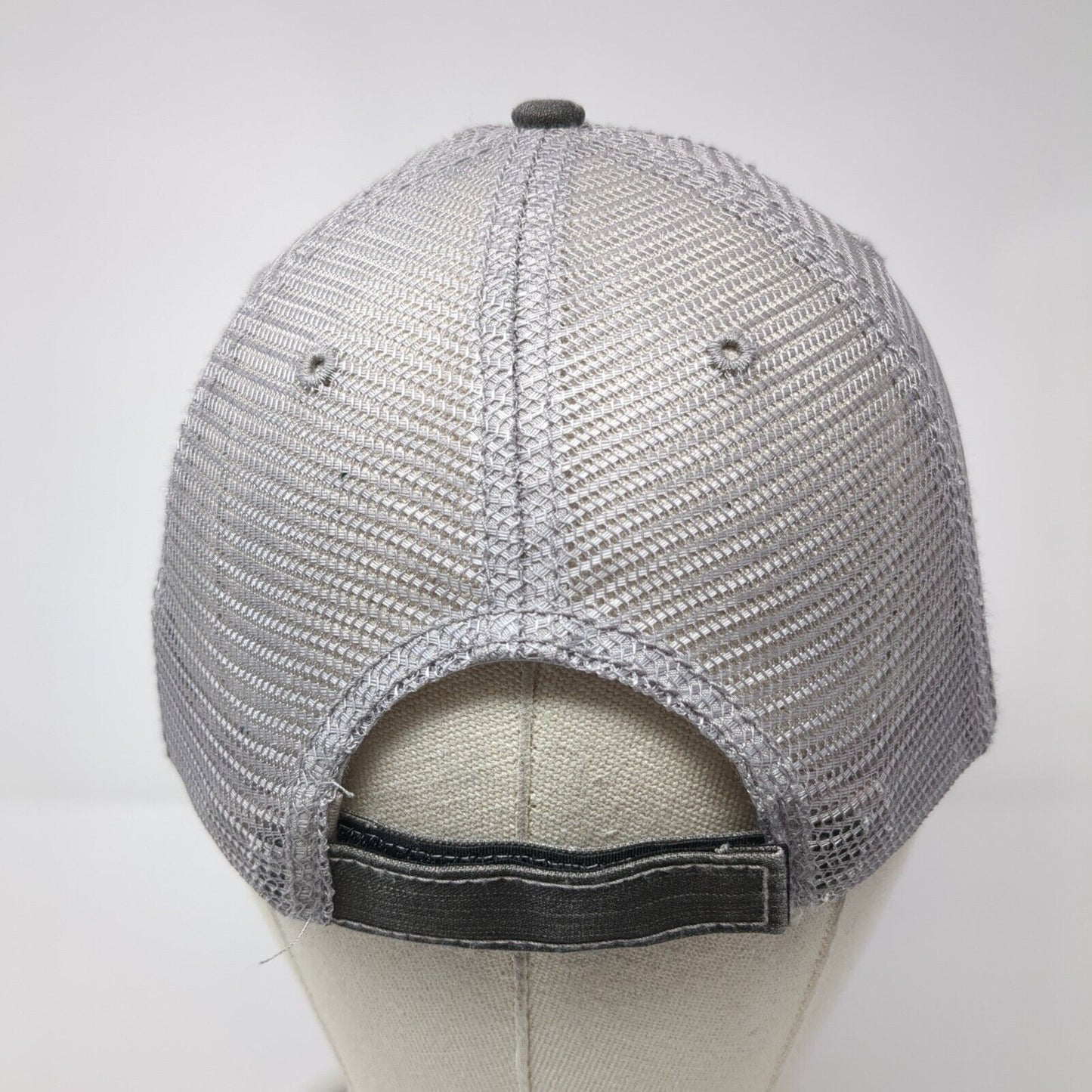 6 Feet Plz Strapback Mesh Back Trucker Hat Gray One Size Embroidered