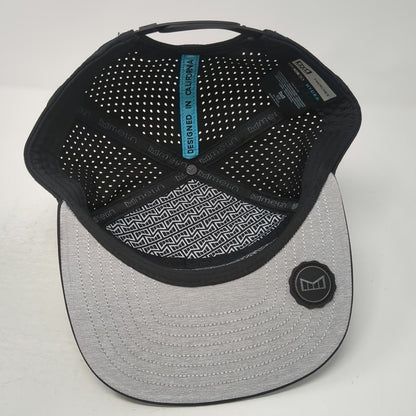 Melin Trucker Hat Black L Hydro Trenches Perforated Snapback Brim Rubber Logo