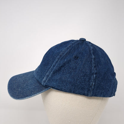 Unbranded Strapback Hat Blue One Size Adjustable Embroidered Logo Denim