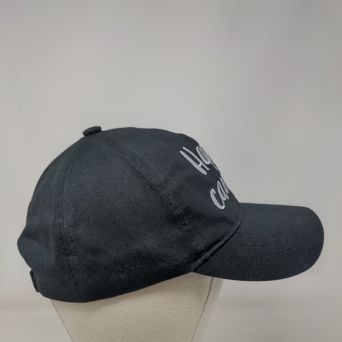 Happy Camper Strapback Hat Black One Size Embroidered C.C Exclusives