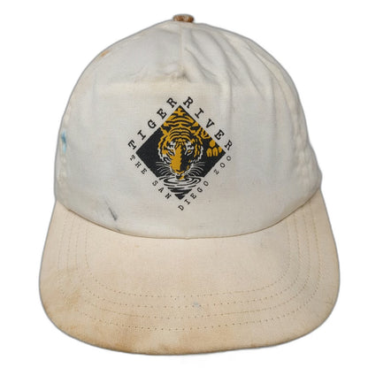 5 Panel White One Size San Diego Zoo Tiger River Snapback Hat Made in USA