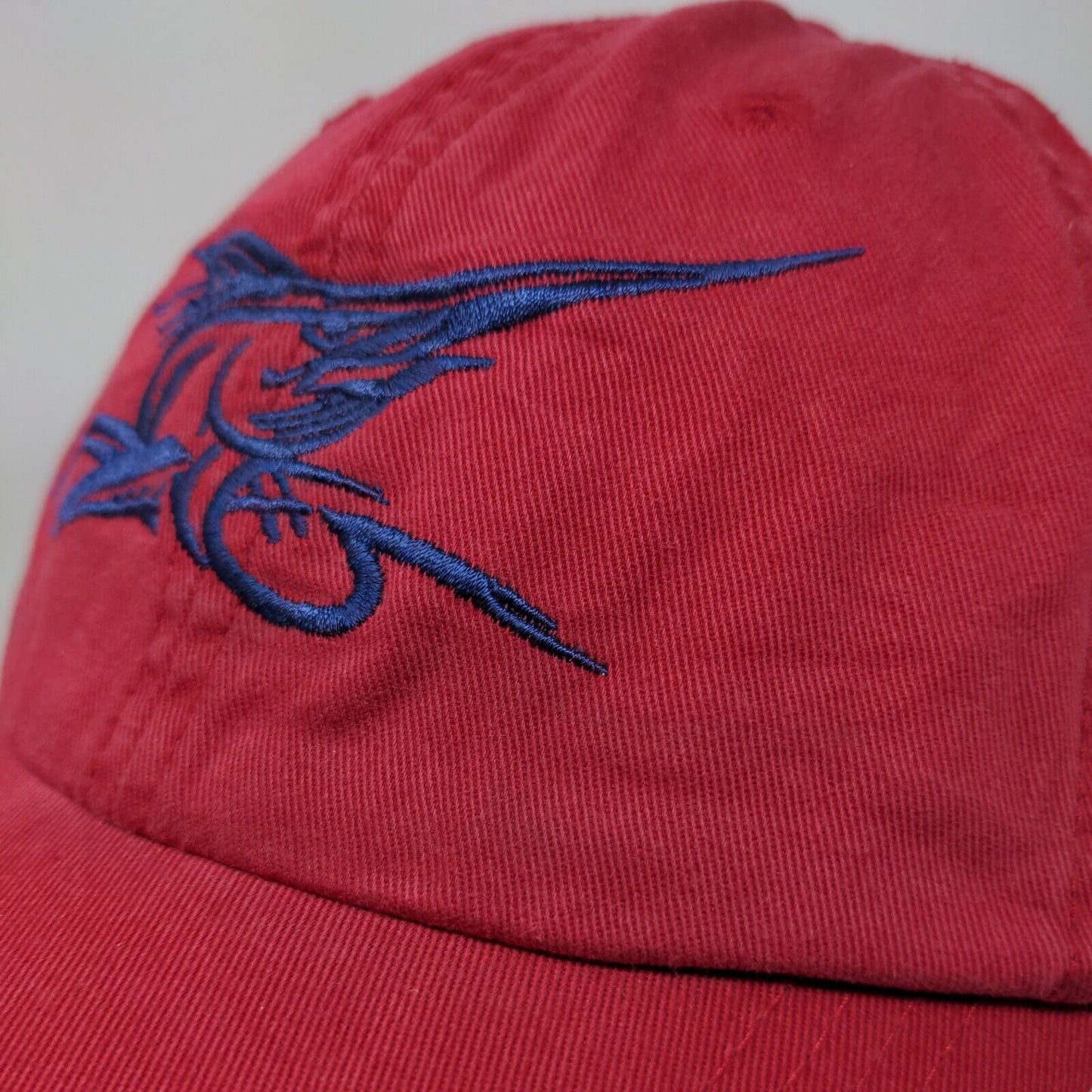 Madda Fella Slideback Hat Red Adjustable Embroidered Fish Logo