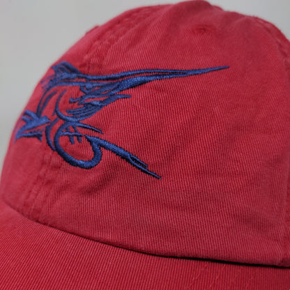 Madda Fella Slideback Hat Red Adjustable Embroidered Fish Logo