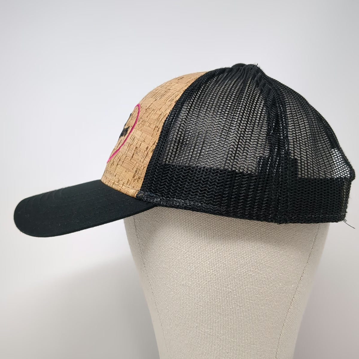 Otto Trucker Hat Black One Size Cork Front Mesh Snake River Wine Tours Logo