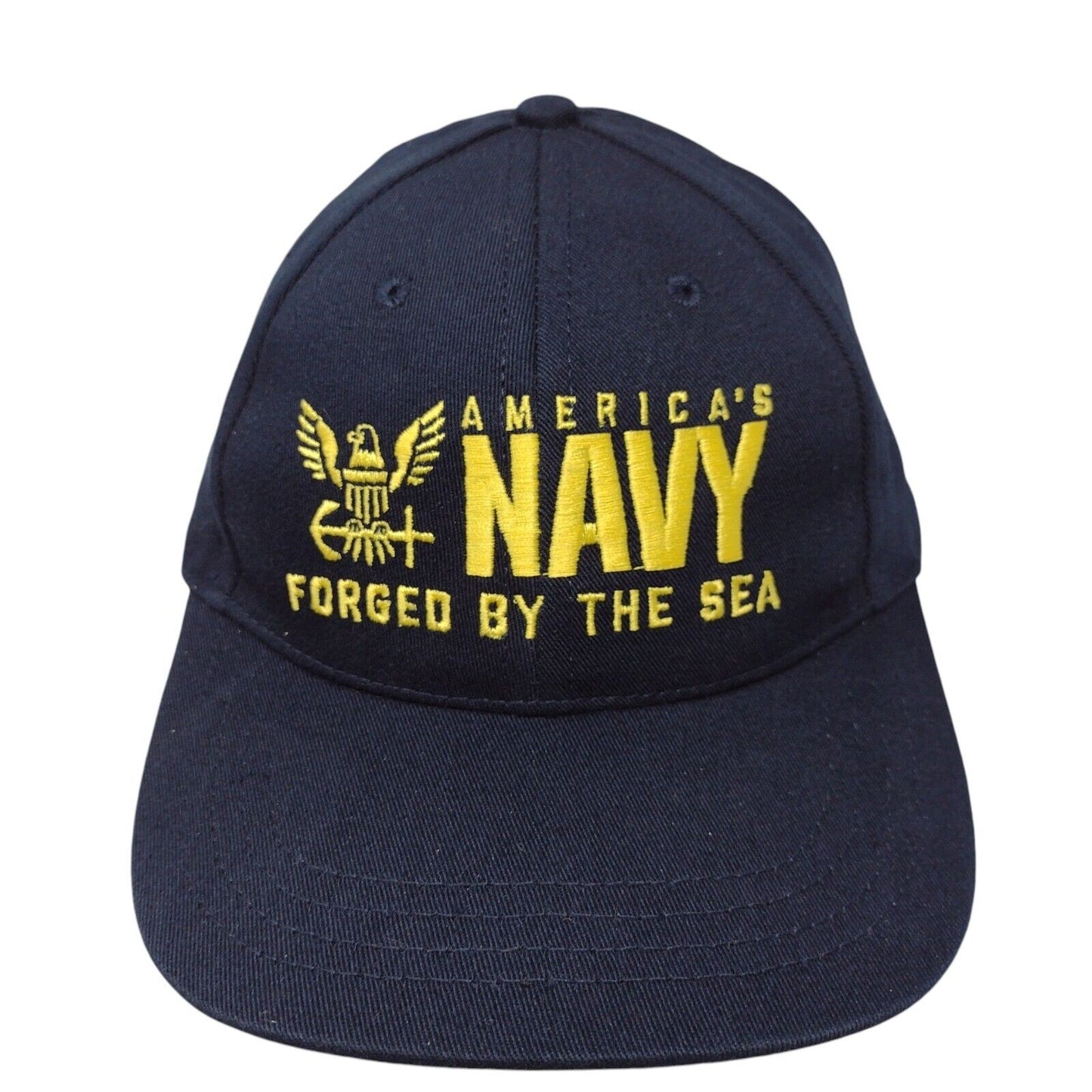 America's Navy Forged by The Sea Strapback Hat Blue OSFA Adjustable Embroidered
