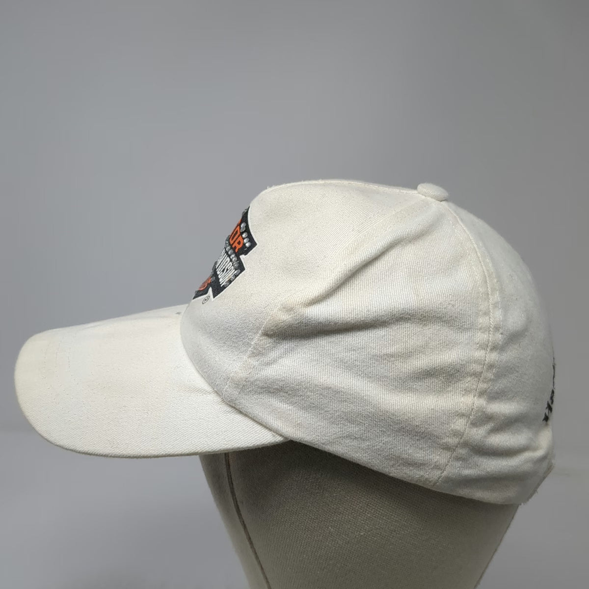 Harley-Davidson 5 Panel White One Size Hat Rhinestone Studded Strapback Cotton