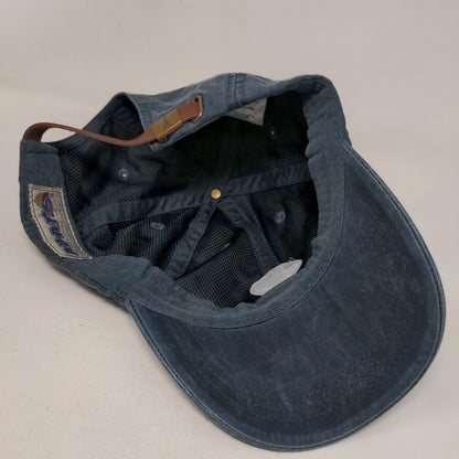 Texas State Map Slideback Hat Blue One Size Embroidered Leather Strap