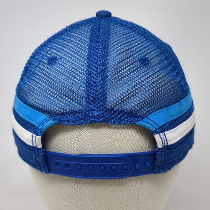 Bud Light Trucker Hat Blue One Size Snapback Patch Logo Mesh Back Stripes Beer