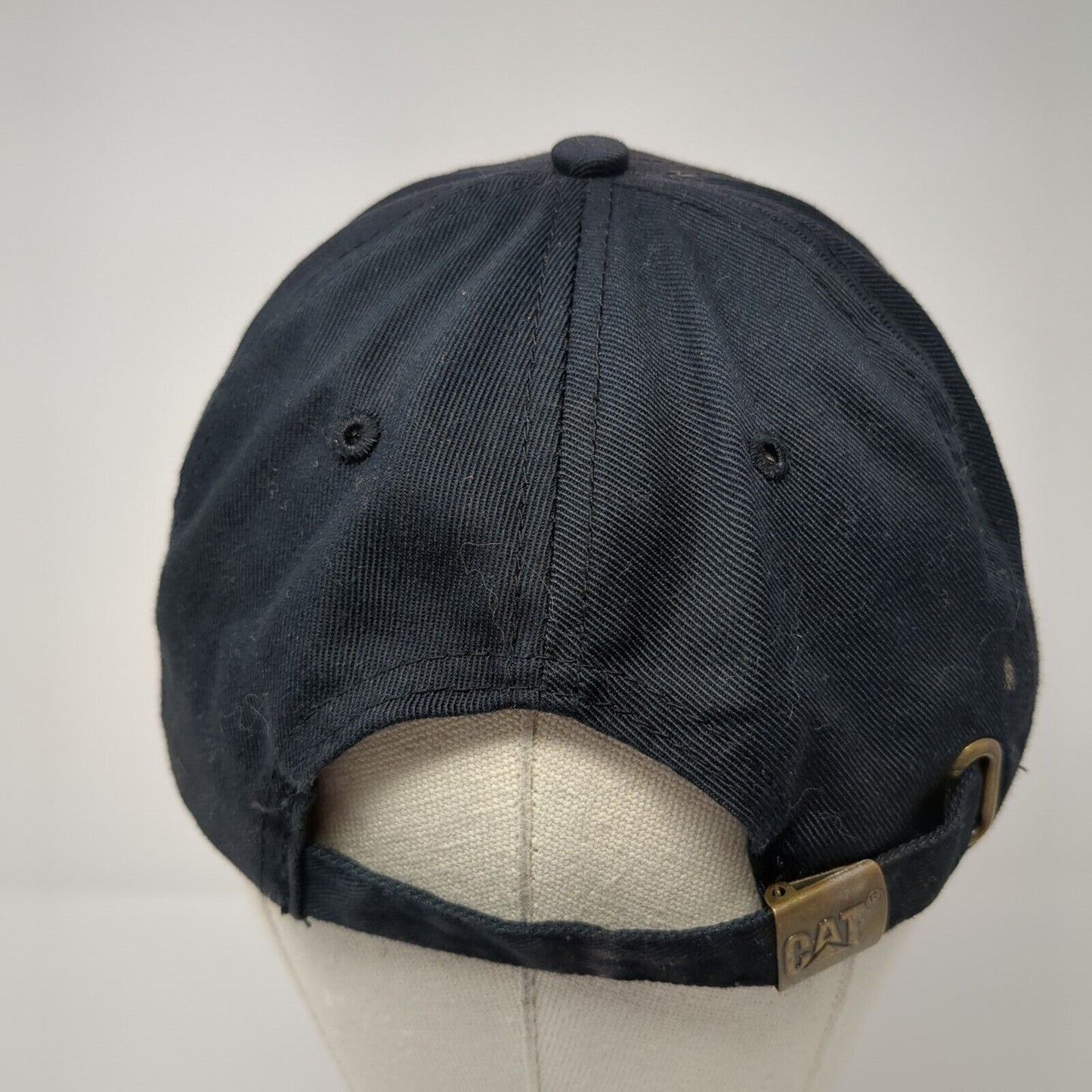 CAT Slideback Hat Black One Size Adjustable Embroidered Vented Holes 6 Panel
