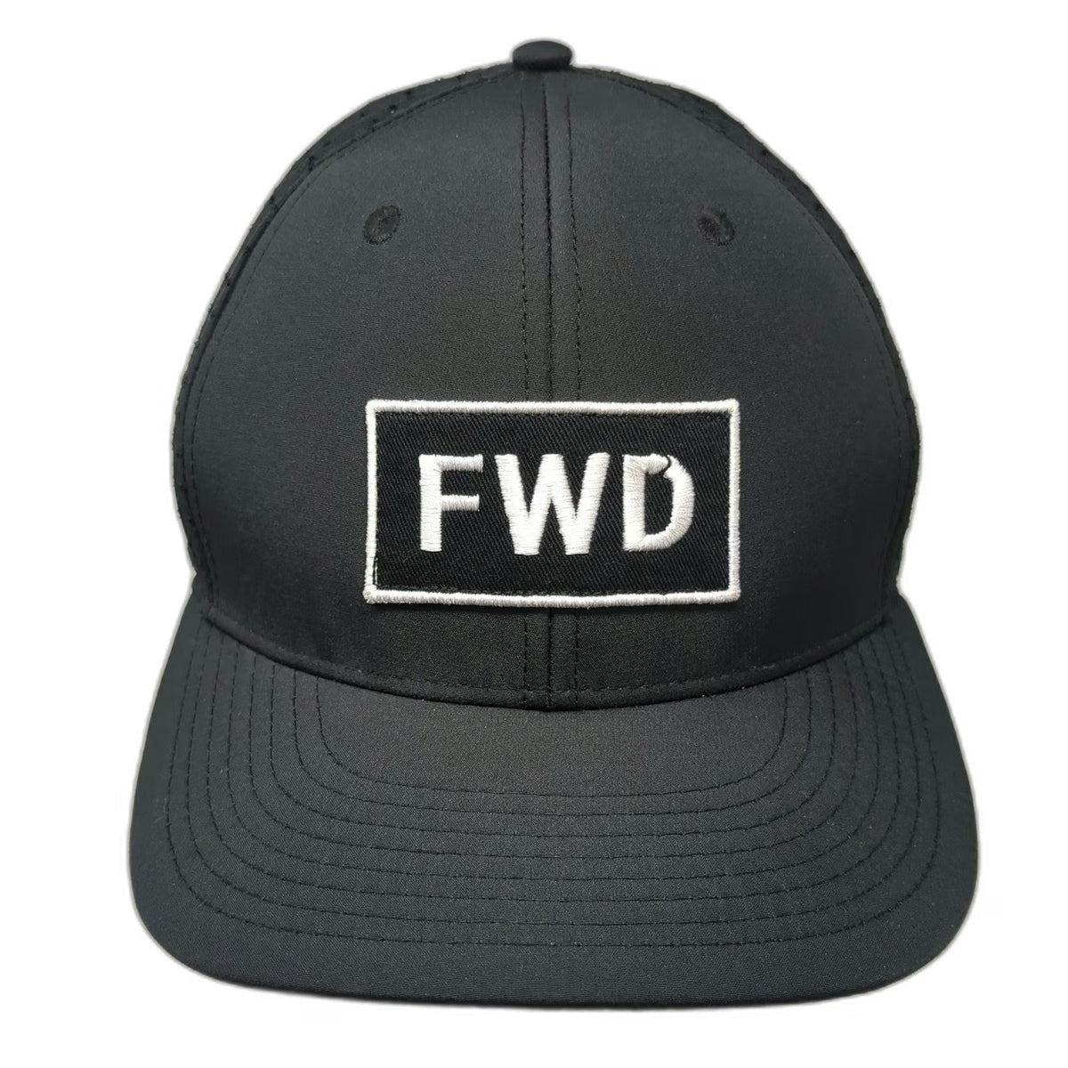 Forward Academy FWD Patch Trucker Hat Black One Size Mesh Back Snapback Cap