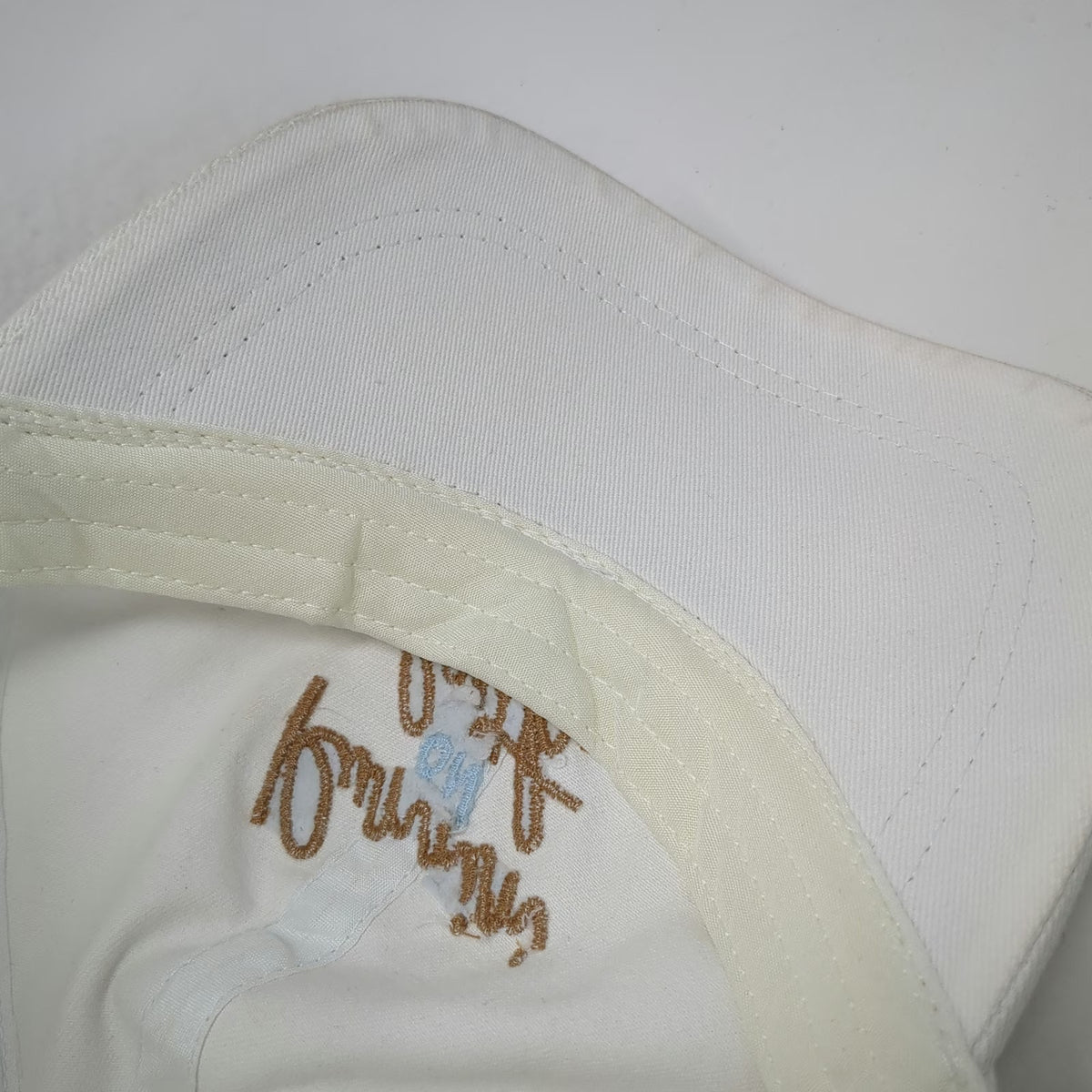 Hallmark Baseball Cap White OSFM Runnin On Faith Blue Cross Slideback Cotton Hat
