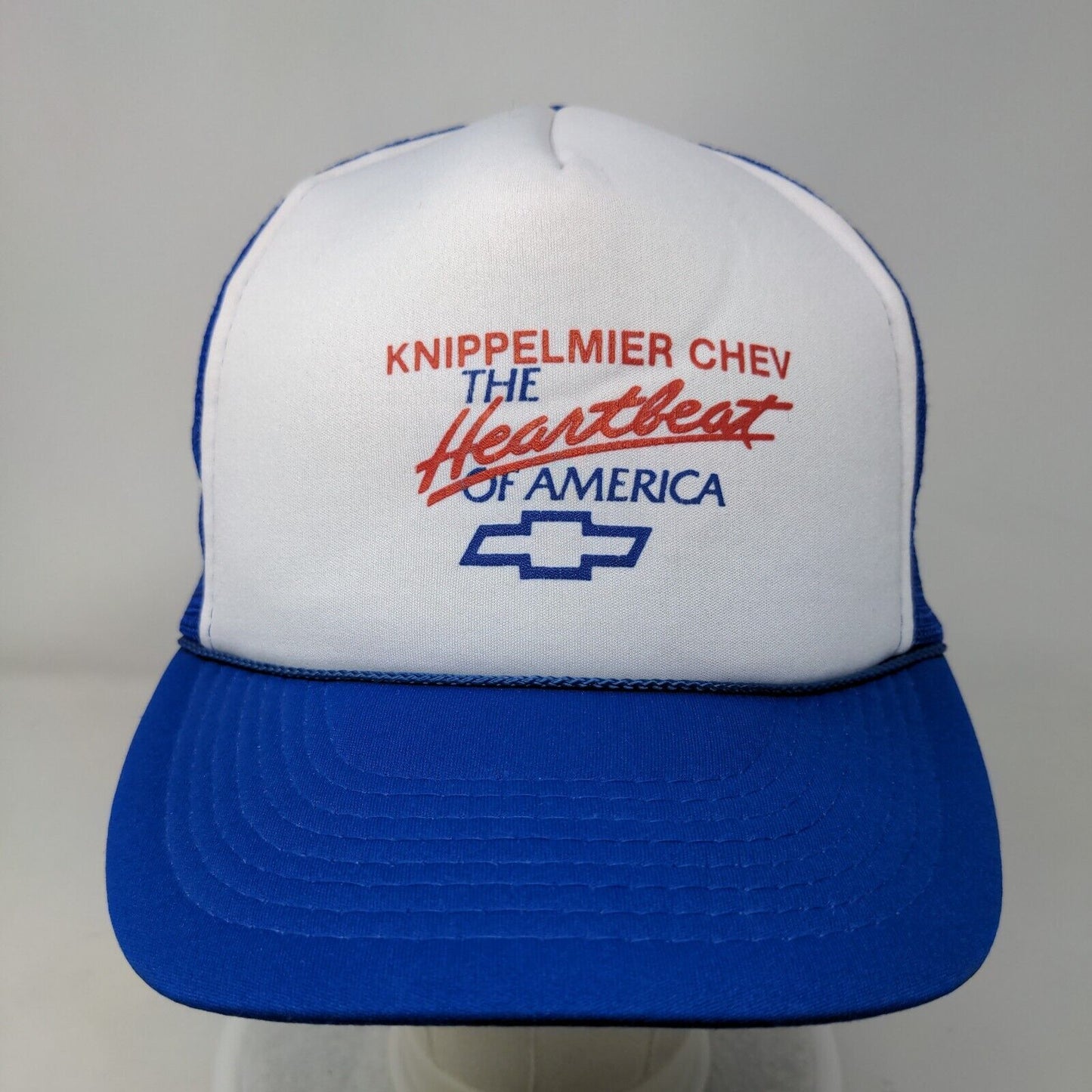 Knippelmier Chev The Heartbeat of America Mesh Back Rope Trucker Hat Blue OSFA