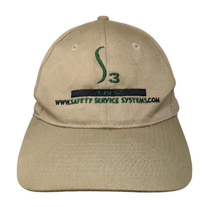 Safety Service Systems Strapback Hat Tan Adjustable Embroidered Logo 100% Cotton