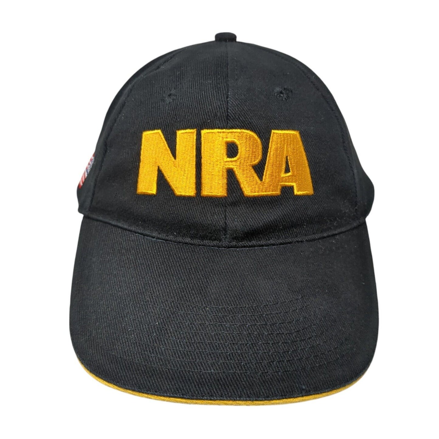NRA USA Flag Strapback Hat Black One Size Adjustable Embroidered 6 Panel