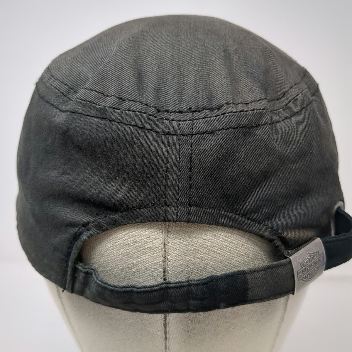 Harley-Davidson Army Cap Gray One Size Rhinestone Skull Embroidered Cotton Hat