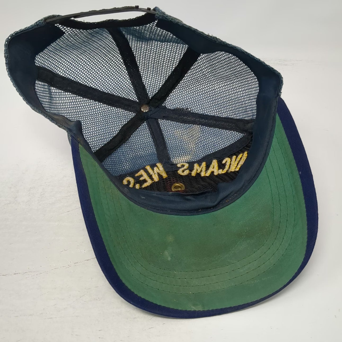 Blue Trucker Hat One Size NAVCAMS WESTPAC Guam US Navy Eagle Rank Pin Mesh Snap