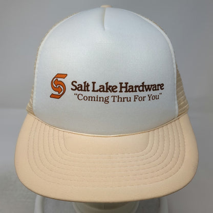 Mohr's Salt Lake Hardware Hat Beige One Size Trucker Hat Mesh Back Snapback Foam