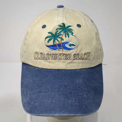 Clearwater Beach Florida Palm Trees Wave Beige Blue Baseball Cap One Size Hat