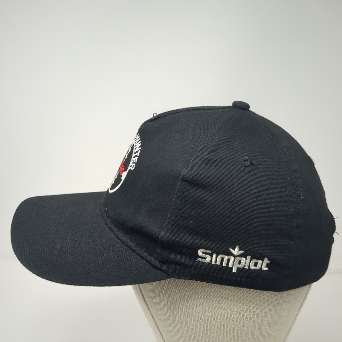 5 Panel Black One Size Simplot Hazard Hunter Crosshair Logo Adjustable Strap Hat