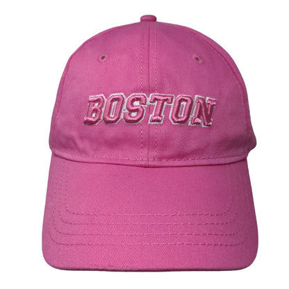 Boston Strapback Hat Pink One Size Adjustable Embroidered 6 Panel Sherry