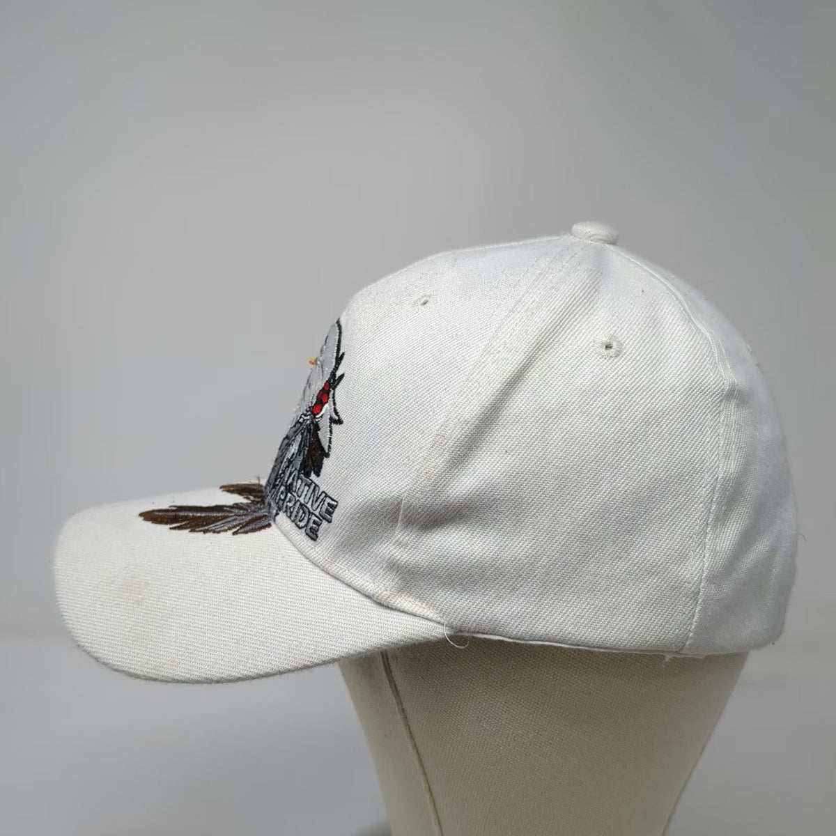 Native Pride White Baseball Cap One Size Embroidered Eagle Feather Strapback Hat