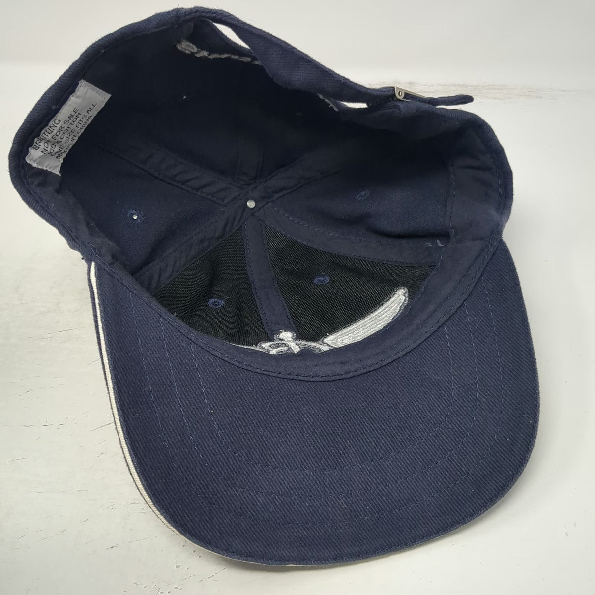 Breitling Baseball Cap Blue OSFM Embroidered Logo Winged Anchor Strapback Hat