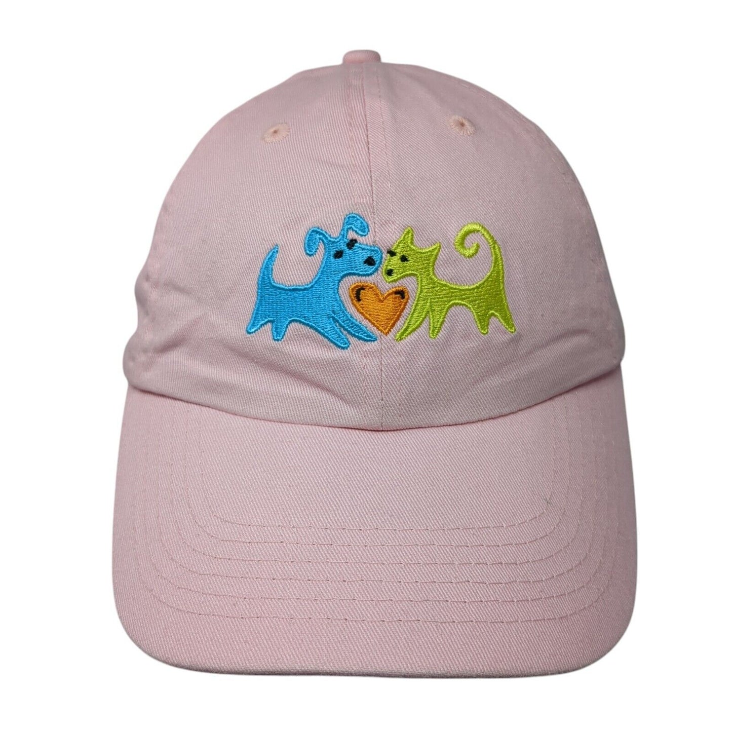 Dogs Slideback Hat Pink One Size Adjustable Embroidered Solid 6 Panel