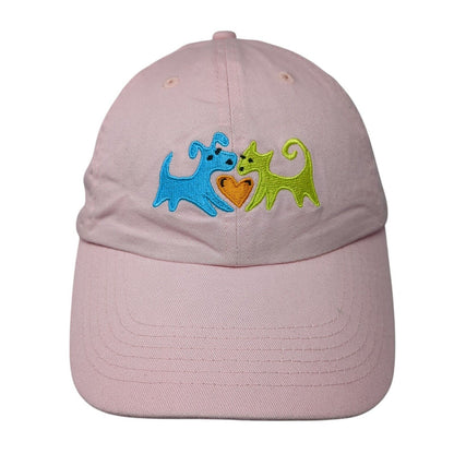 Dogs Slideback Hat Pink One Size Adjustable Embroidered Solid 6 Panel