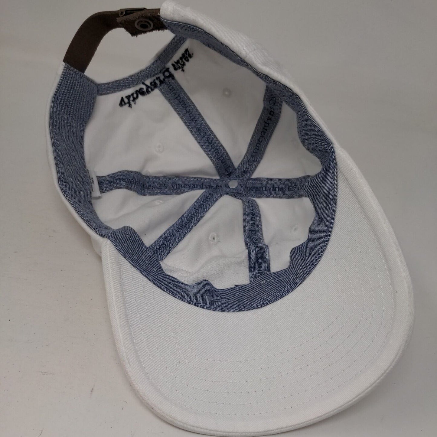 Vineyard Vines Whale Logo Slideback Hat White One Size Leather Strap