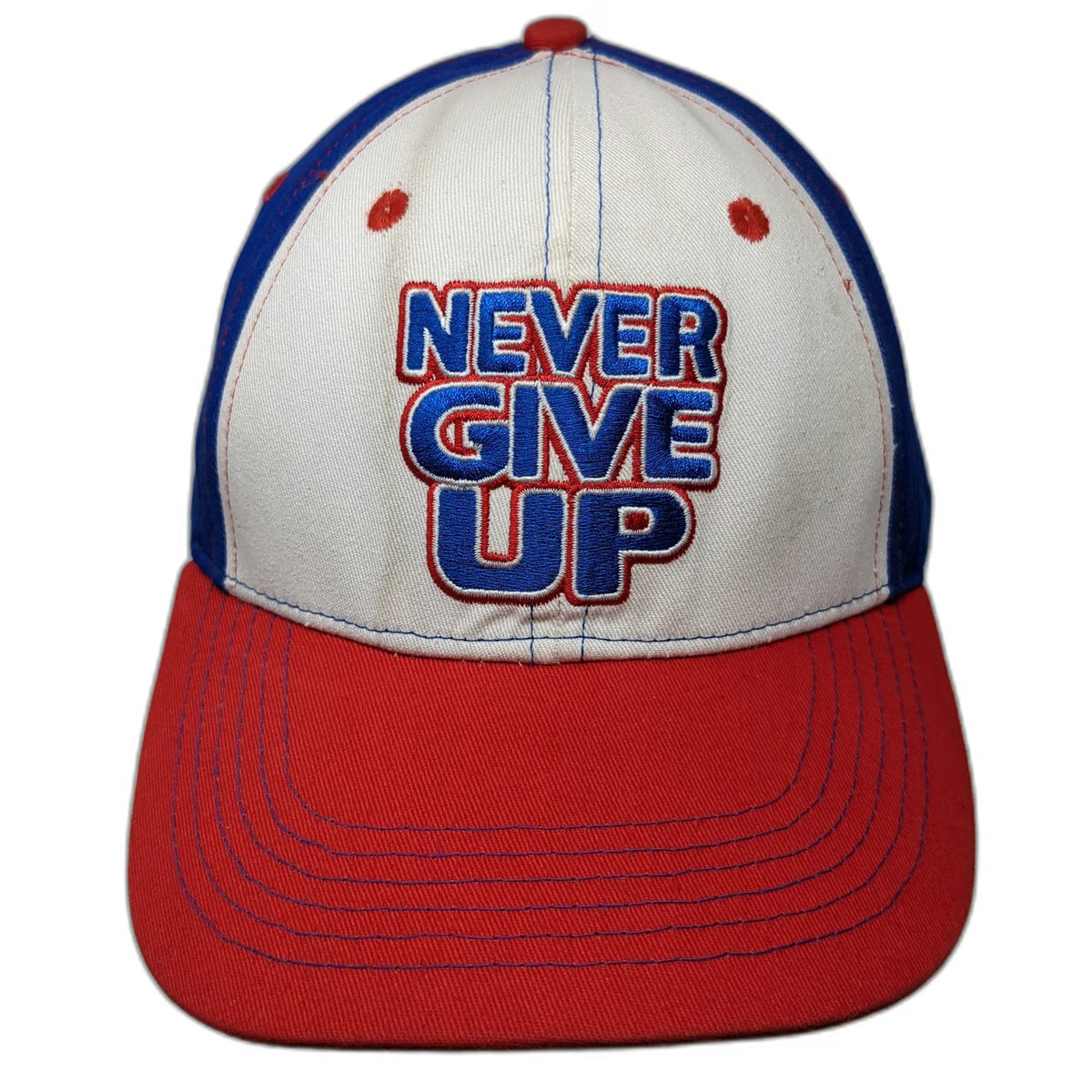 WWE John Cena Never Give Up Baseball Cap Blue Red White One Size Strapback Hat