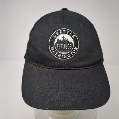 Seattle Washington Est. 1853 Strapback Hat Black OSFA Adjustable Solid