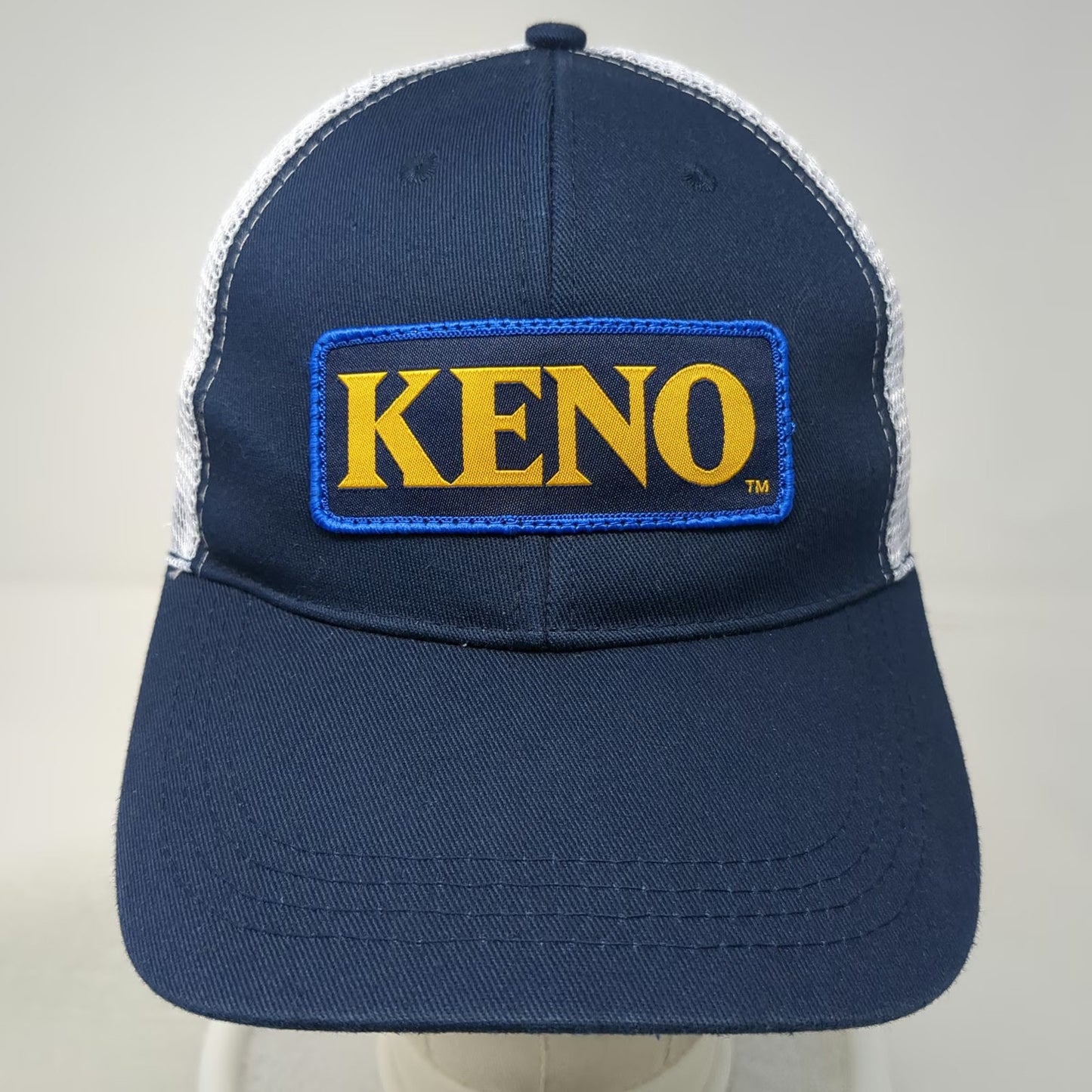 KENO Blue One Size Trucker Hat Mesh Back Snapback Embroidered Patch Gaming Logo