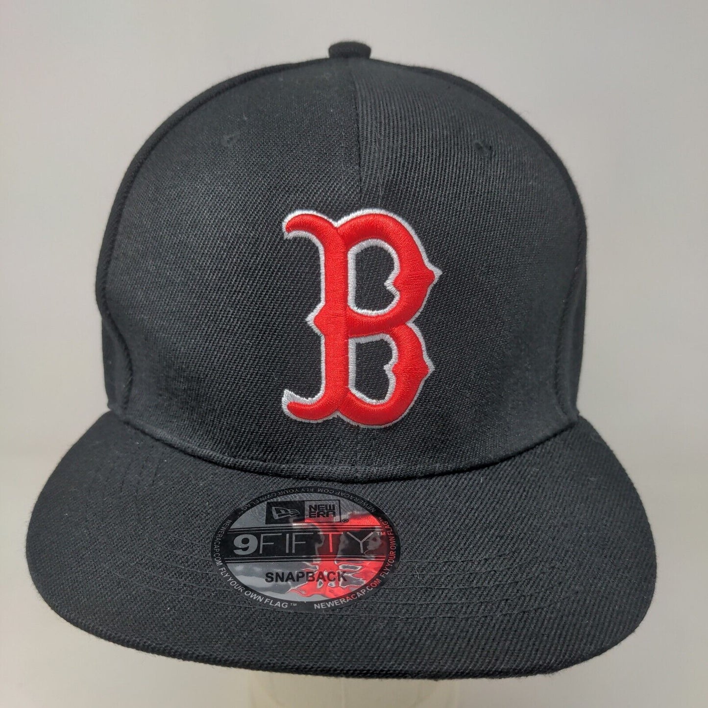 New Era Men's Strapback Hat Black Adjustable Embroidered Boston Red Sox Logo