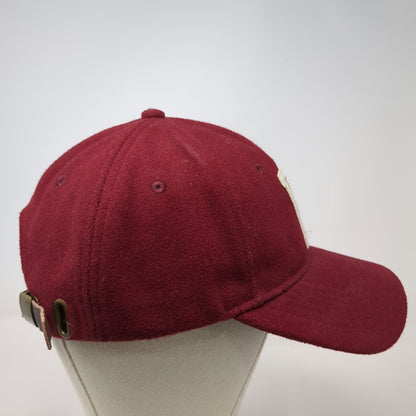 Portland Gear Baseball Cap Red One Size Leather Slideback Wool Blend Hat